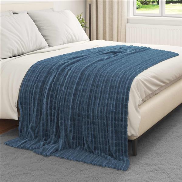 Grote foto vidaxl gooi deken marineblauw 200 x 150 cm fleece huis en inrichting bedden