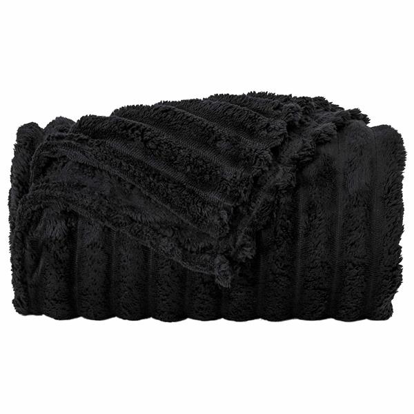 Grote foto vidaxl kleden 6 pcs zwart 270 x 240 cm fleece huis en inrichting bedden