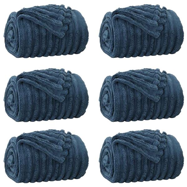 Grote foto vidaxl kleden 6 pcs marineblauw 240 x 220 cm fleece huis en inrichting bedden