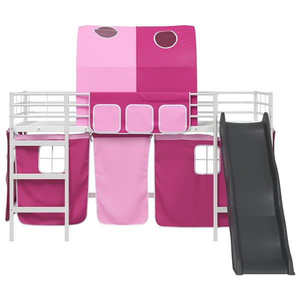 Grote foto vidaxl loftbed voor kids wit en roze 79 5 x 200 cm metaal antiek en kunst stoelen en banken