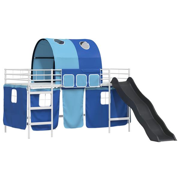 Grote foto vidaxl loftbed voor kids wit en blauw 107 x 200 cm metaal antiek en kunst stoelen en banken