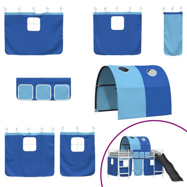 Grote foto vidaxl loftbed voor kids wit en blauw 99 5 x 200 cm metaal antiek en kunst stoelen en banken