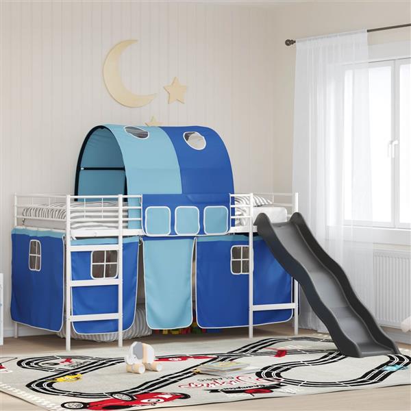 Grote foto vidaxl loftbed voor kids wit en blauw 79 5 x 200 cm metaal antiek en kunst stoelen en banken