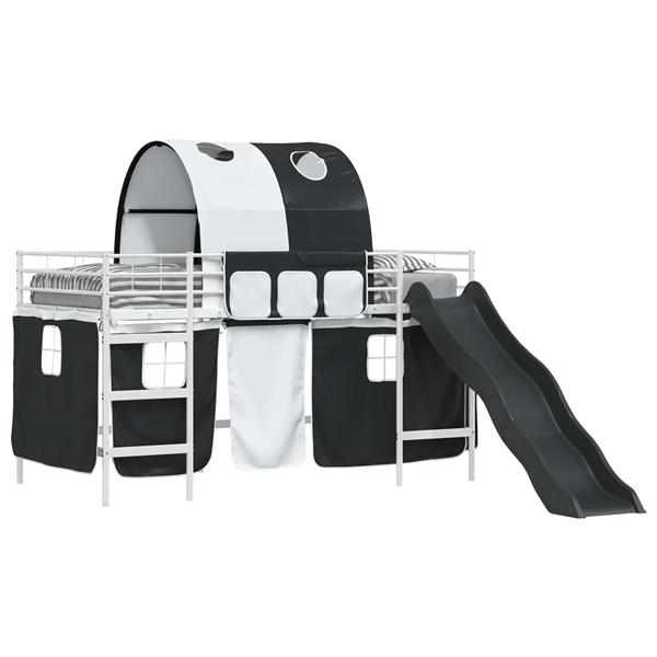 Grote foto vidaxl loftbed voor kids wit en zwart 99 5 x 200 cm metaal antiek en kunst stoelen en banken