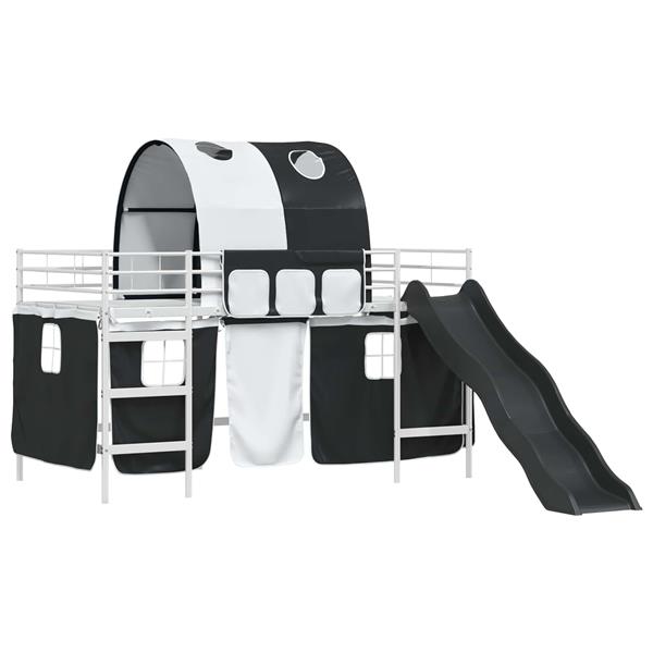 Grote foto vidaxl loftbed voor kids wit en zwart 99 5 x 200 cm metaal antiek en kunst stoelen en banken