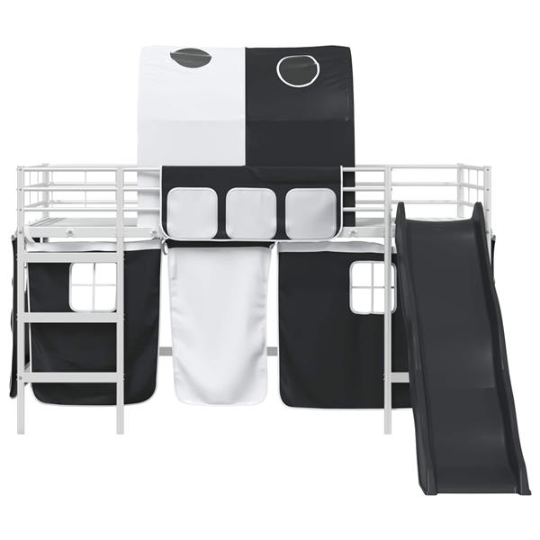 Grote foto vidaxl loftbed voor kids wit en zwart 99 5 x 200 cm metaal antiek en kunst stoelen en banken