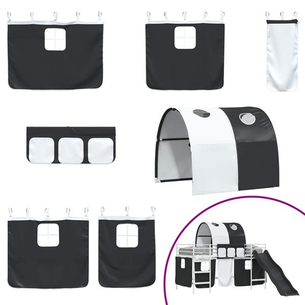 Grote foto vidaxl loftbed voor kids wit en zwart 99 5 x 200 cm metaal antiek en kunst stoelen en banken