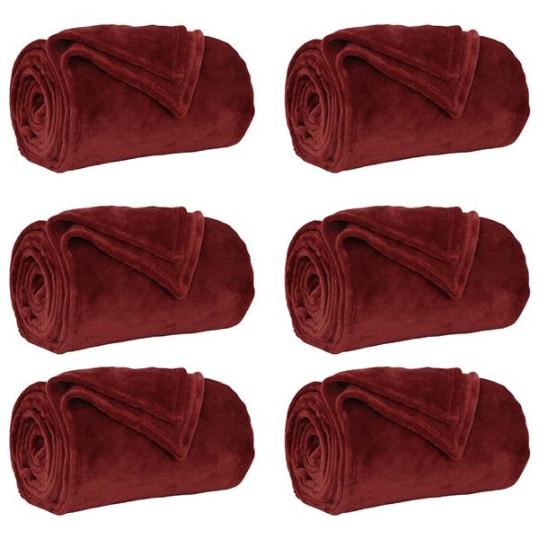 Grote foto vidaxl kleden 6 pcs bordeaux rood 130 x 150 cm fleece huis en inrichting bedden