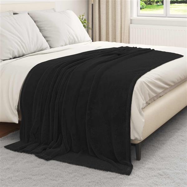 Grote foto vidaxl kleden 6 pcs zwart 150 x 200 cm fleece huis en inrichting bedden