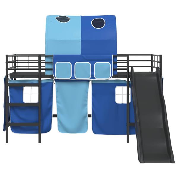 Grote foto vidaxl loftbed voor kids zwart en blauw 79 5 x 200 cm metaal antiek en kunst stoelen en banken