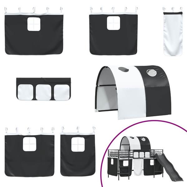 Grote foto vidaxl loftbed voor kids zwart 79 5 x 200 cm metaal antiek en kunst stoelen en banken