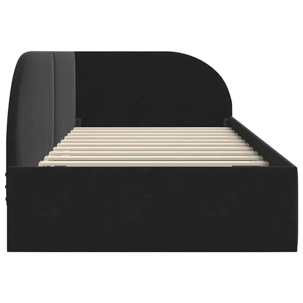 Grote foto vidaxl hoekbedframe zwart 90 cm x 200 cm polyester en multiplex antiek en kunst stoelen en banken