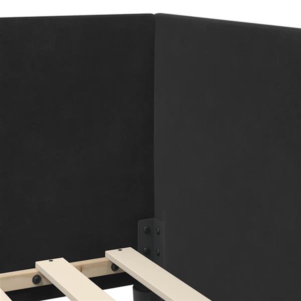 Grote foto vidaxl hoekbedframe zwart 90 cm x 200 cm polyester en multiplex antiek en kunst stoelen en banken