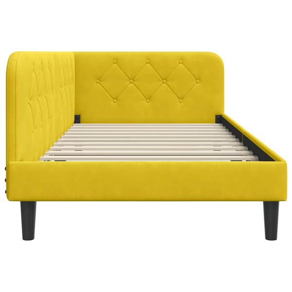 Grote foto vidaxl hoekbedframe met hoofdeinde geel 90 x 200 cm fluweel antiek en kunst stoelen en banken