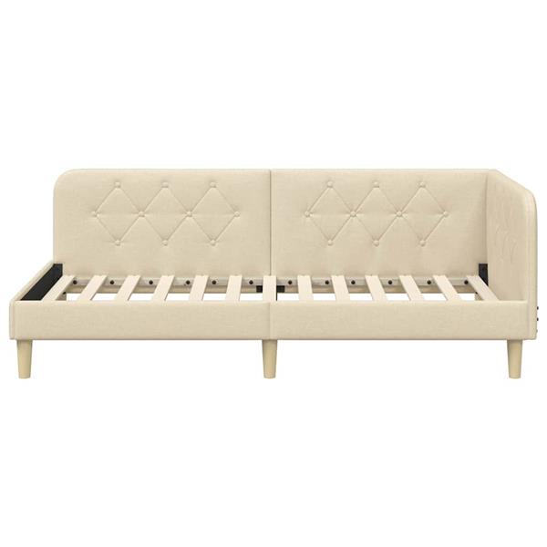 Grote foto vidaxl hoekbedframe met hoofdeinde cr me 90 x 200 cm stof antiek en kunst stoelen en banken