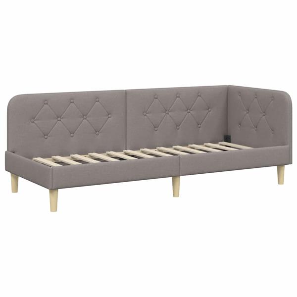 Grote foto vidaxl hoekbedframe met hoofdeinde taupe 80 x 200 cm stof antiek en kunst stoelen en banken