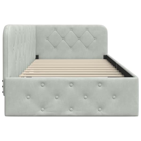 Grote foto vidaxl hoekbedframe met hoofdeinde lichtgrijs 90 x 190 cm fluweel antiek en kunst stoelen en banken