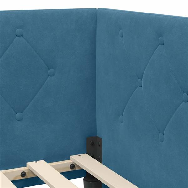 Grote foto vidaxl hoekbedframe met hoofdeinde blauw 80 x 200 cm fluweel antiek en kunst stoelen en banken