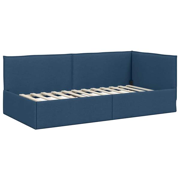 Grote foto vidaxl hoekbedframe met hoofdeinde blauw 100 x 200 cm fluweel antiek en kunst stoelen en banken