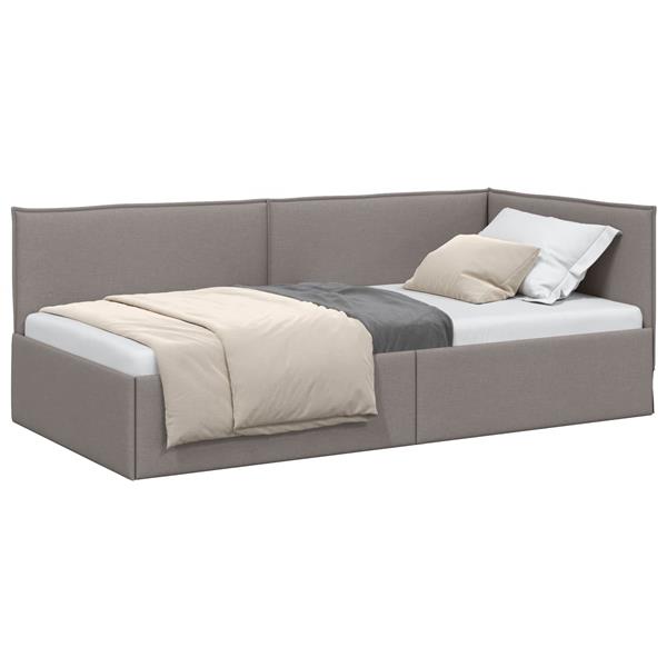 Grote foto vidaxl hoekbedframe met hoofdeinde taupe 80 x 200 cm fluweel antiek en kunst stoelen en banken