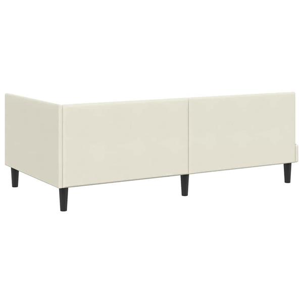 Grote foto vidaxl hoekbedframe met hoofdeinde cr me 90 cm x 200 cm fluweel antiek en kunst stoelen en banken