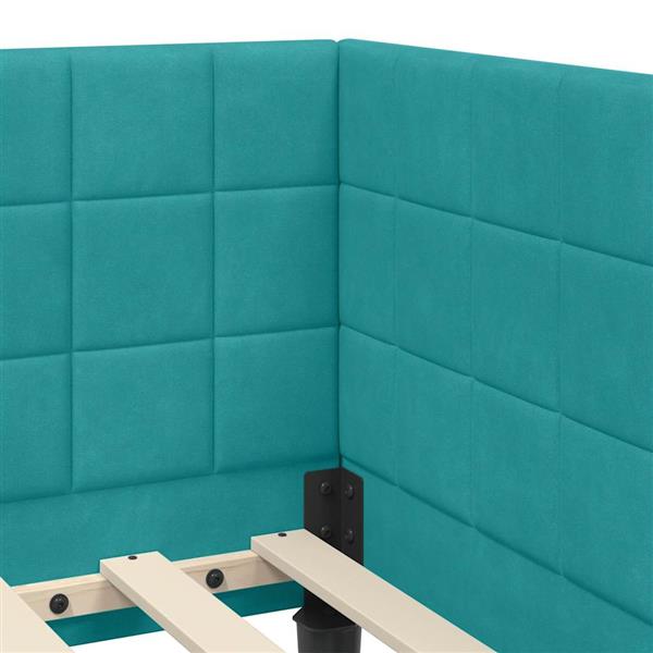 Grote foto vidaxl hoekbedframe met hoofdeinde turquoise 90 cm x 190 cm fluweel antiek en kunst stoelen en banken