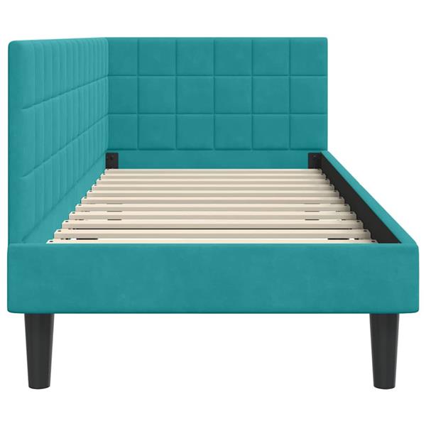 Grote foto vidaxl hoekbedframe met hoofdeinde turquoise 80 cm x 200 cm fluweel antiek en kunst stoelen en banken