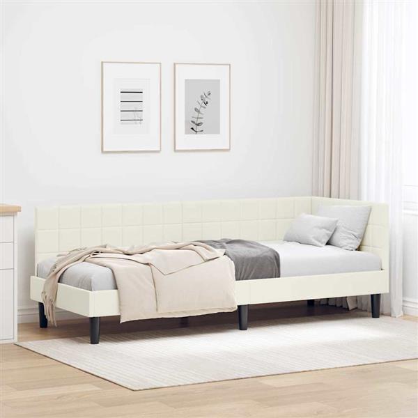 Grote foto vidaxl hoekbedframe met hoofdeinde cr me 80 cm x 200 cm fluweel antiek en kunst stoelen en banken
