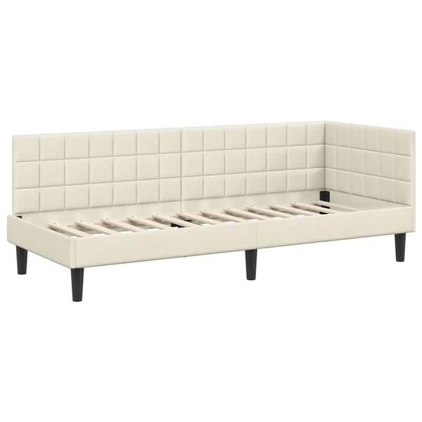 Grote foto vidaxl hoekbedframe met hoofdeinde cr me 80 cm x 200 cm fluweel antiek en kunst stoelen en banken