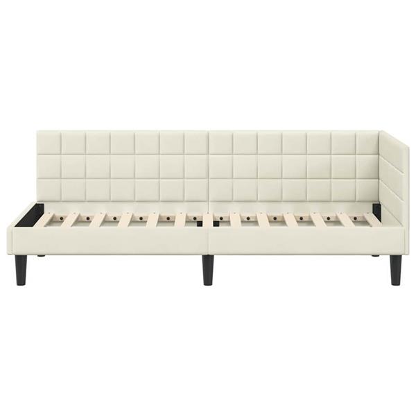 Grote foto vidaxl hoekbedframe met hoofdeinde cr me 80 cm x 200 cm fluweel antiek en kunst stoelen en banken