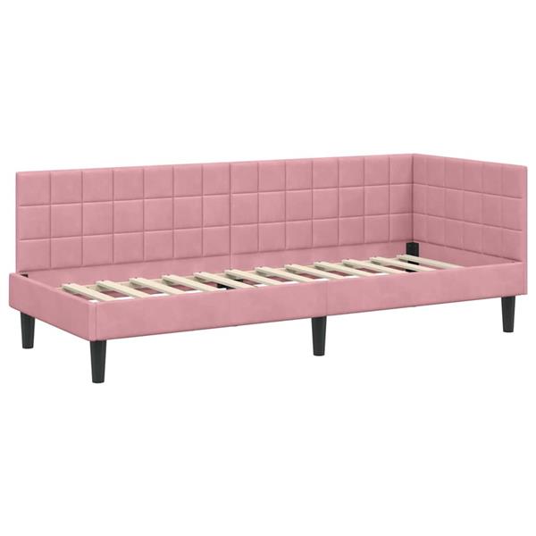 Grote foto vidaxl hoekbedframe met hoofdeinde roze 80 cm x 200 cm fluweel antiek en kunst stoelen en banken