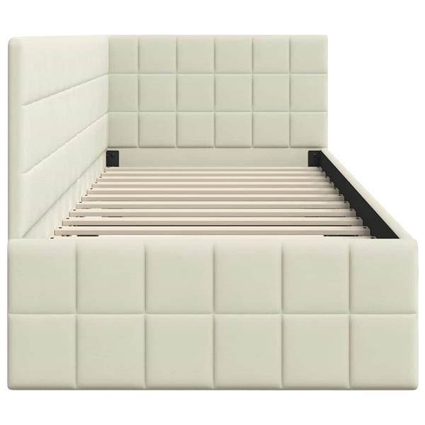 Grote foto vidaxl hoekbedframe met hoofdeinde cr me 80 cm x 200 cm fluweel antiek en kunst stoelen en banken