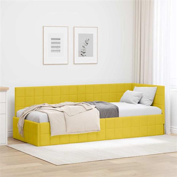 Grote foto vidaxl hoekbedframe met hoofdeinde geel 80 cm x 200 cm fluweel antiek en kunst stoelen en banken