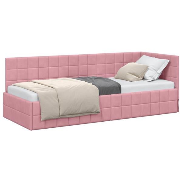 Grote foto vidaxl hoekbedframe met hoofdeinde roze 80 cm x 200 cm fluweel antiek en kunst stoelen en banken