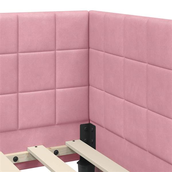 Grote foto vidaxl hoekbedframe met hoofdeinde roze 80 cm x 200 cm fluweel antiek en kunst stoelen en banken