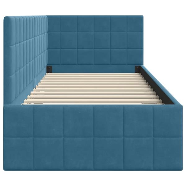 Grote foto vidaxl hoekbedframe met hoofdeinde blauw 80 cm x 200 cm fluweel antiek en kunst stoelen en banken