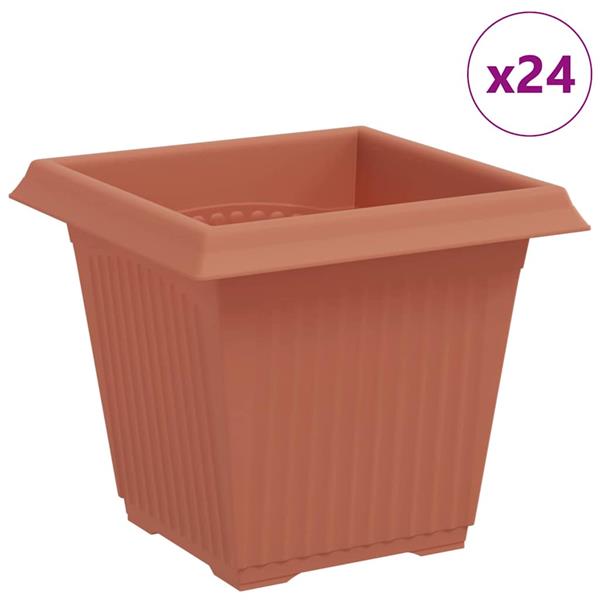 Grote foto vidaxl vierkante bloempot 24 pcs baksteenrood 16 x 16 x 14 cm tuin en terras overige tuin en terras