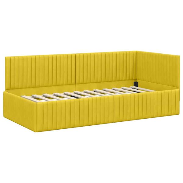 Grote foto vidaxl hoekbedframe met hoofdeinde geel 90 cm x 200 cm fluweel antiek en kunst stoelen en banken