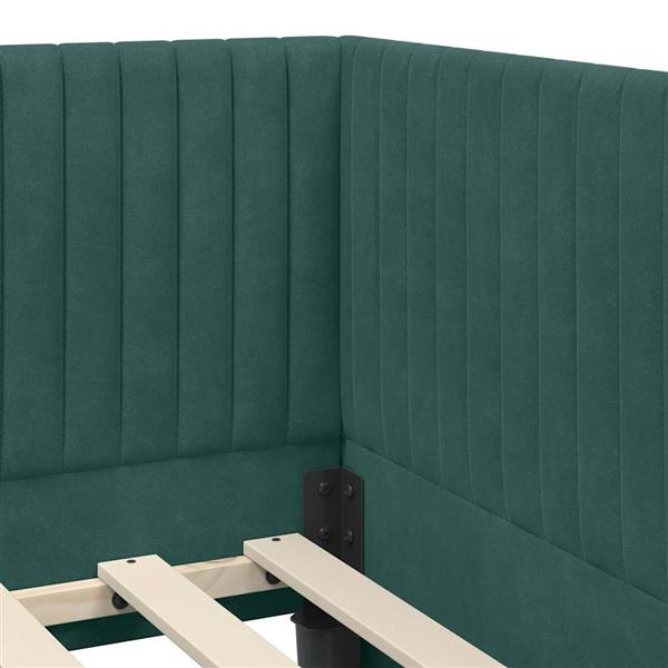 Grote foto vidaxl hoekbedframe met hoofdeinde donkergroen 90 cm x 200 cm fluweel antiek en kunst stoelen en banken