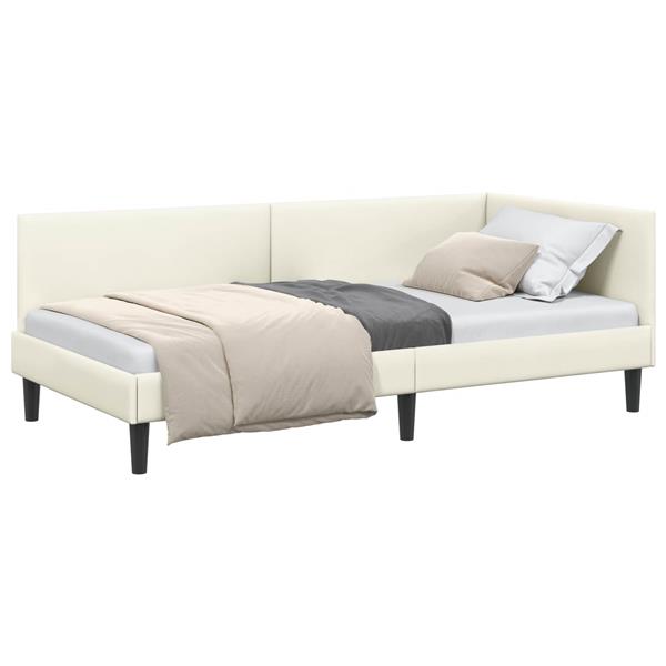 Grote foto vidaxl hoekbedframe cr me 100 cm x 200 cm polyester en multiplex antiek en kunst stoelen en banken