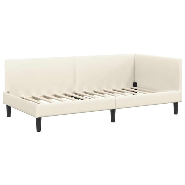Grote foto vidaxl hoekbedframe cr me 100 cm x 200 cm polyester en multiplex antiek en kunst stoelen en banken