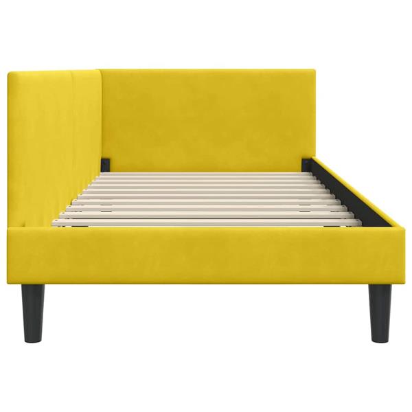Grote foto vidaxl hoekbedframe geel 100 cm x 200 cm polyester en multiplex antiek en kunst stoelen en banken