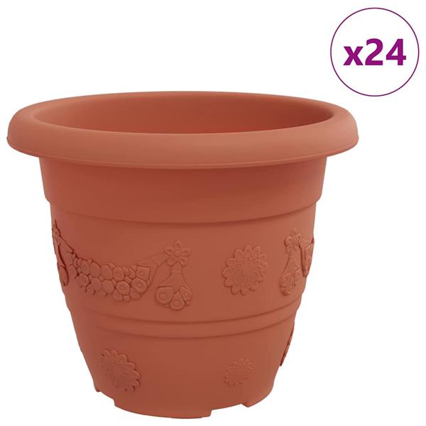 Grote foto vidaxl ronde bloempot 24 pcs baksteenrood 26 x 21.5 cm kunststof tuin en terras overige tuin en terras
