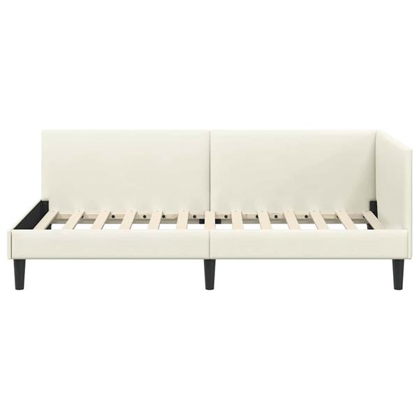 Grote foto vidaxl hoekbedframe cr me 90 cm x 200 cm polyester en multiplex antiek en kunst stoelen en banken