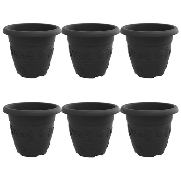 Grote foto vidaxl ronde bloempot 6 pcs zwart 26 x 21.5 cm kunststof tuin en terras overige tuin en terras
