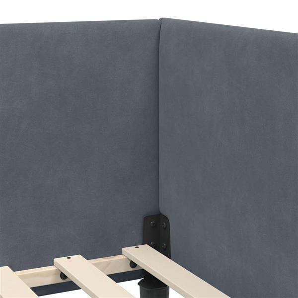 Grote foto vidaxl hoekbedframe donkergrijs 90 cm x 200 cm polyester en multiplex antiek en kunst stoelen en banken