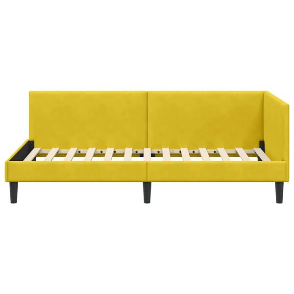 Grote foto vidaxl hoekbedframe geel 90 cm x 190 cm polyester en multiplex antiek en kunst stoelen en banken