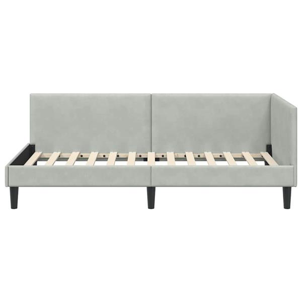 Grote foto vidaxl hoekbedframe lichtgrijs 90 cm x 190 cm polyester en multiplex antiek en kunst stoelen en banken