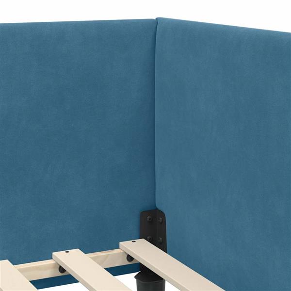 Grote foto vidaxl hoekbedframe blauw 90 cm x 190 cm polyester en multiplex antiek en kunst stoelen en banken