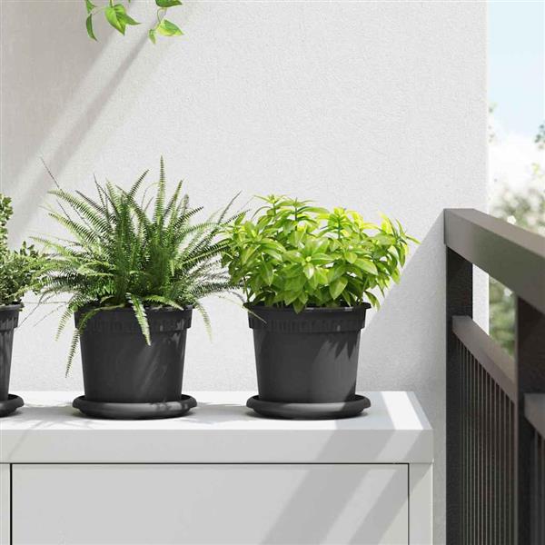 Grote foto vidaxl ronde bloempot 24 pcs zwart 15 x 12 cm kunststof tuin en terras overige tuin en terras